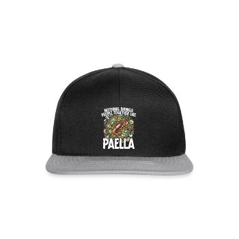 Paella Spanische Küche Meeresfrüchte - Snapback Cap - Schwarz/Grau - Vorne