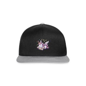 Sleep pajama nightgown unicorn - Snapback Cap - black/grey - Front