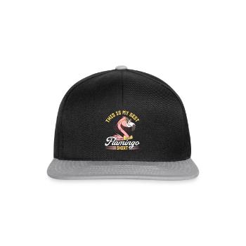 This is my best flamingo shirt Flamingo Bird - Snapback Cap - Schwarz/Grau - Vorne