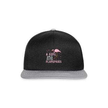 Une fille amoureuse des flamants roses - Flamingo - Casquette snapback - noir/gris - Devant