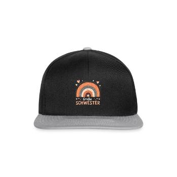 Große Schwester Regenbogen Boho - Snapback Cap - Schwarz/Grau - Vorne