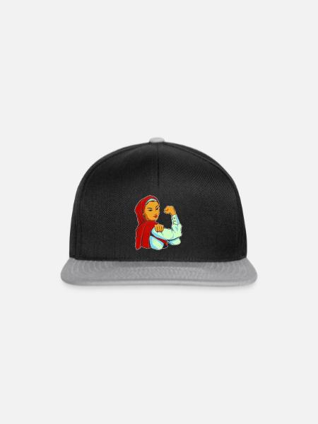 Frau mit Kopftuch - Snapback Cap - Schwarz/Grau