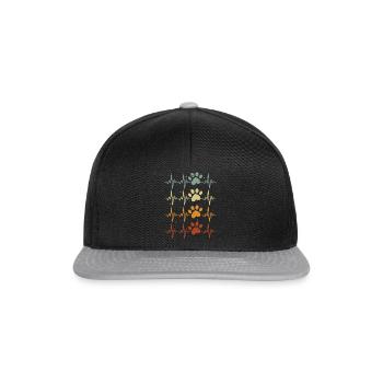 Cat Lovers Funny Heartbeat Cat Paw Cat Motif - Snapback Cap - Schwarz/Grau - Vorne