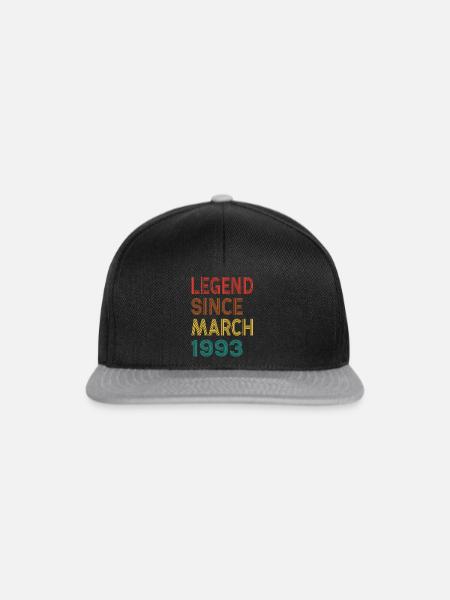 Vintage-Legende seit März 1993, 32. Geburtstag - Snapback Cap - Schwarz/Grau