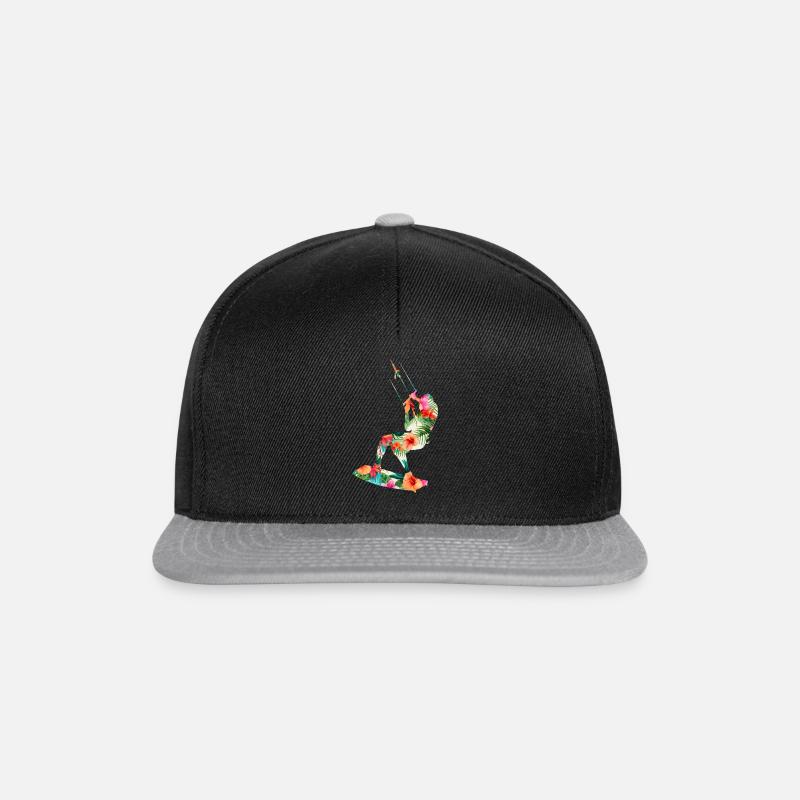 Kitesurfing Silhouette Kitesurfer Kiteboarding - Snapback Cap - Schwarz/Grau