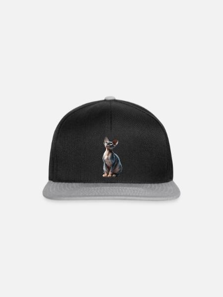 Sphynxkatze Sphynx Cat - Snapback Cap - Schwarz/Grau
