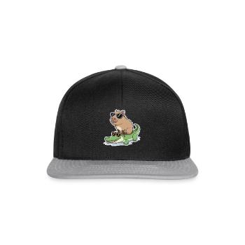 Cool Capybara Sunglasses Alligator Cartoon - Snapback Cap - black/grey - Front