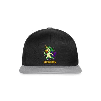 Rockhorn Einhorn Spruch Design Fabelwesen Kind - Snapback Cap - Schwarz/Grau - Vorne