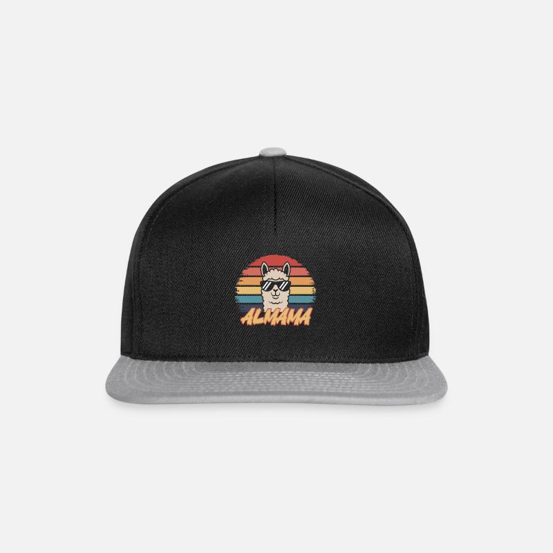 Retro Alpaka Shirt – ALMAMA Design - Snapback Cap - Schwarz/Grau