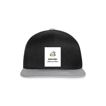 Zuhause bleiben – Lustiges Shirt für Introvertiert - Snapback Cap - Schwarz/Grau - Vorne