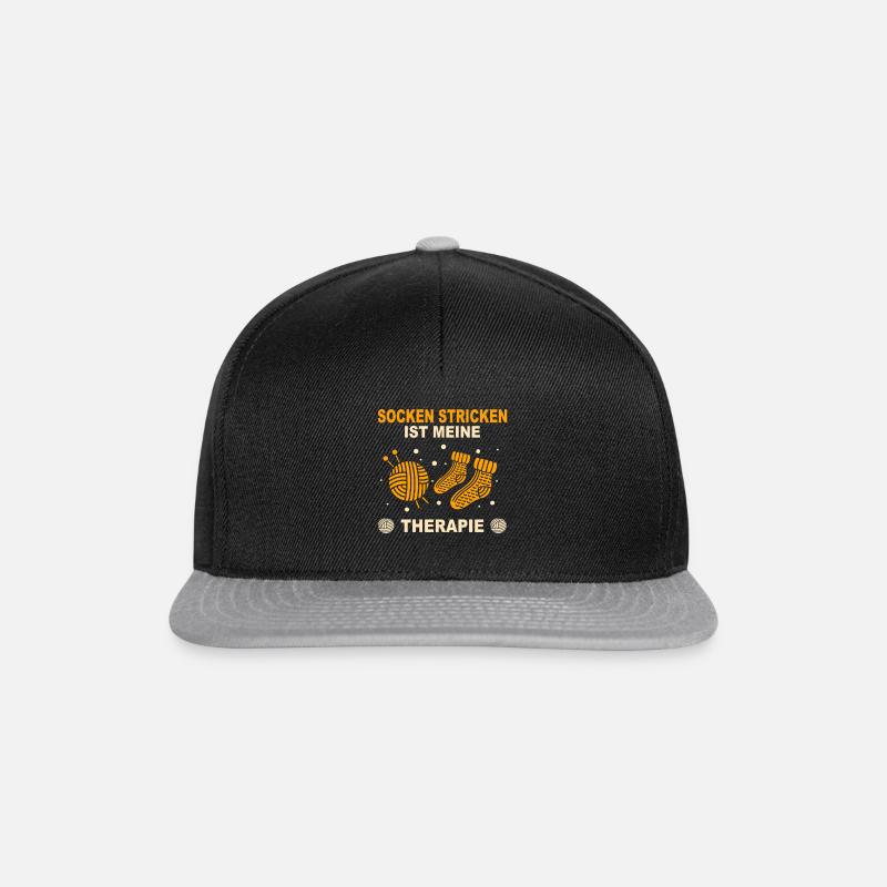 Stricken Geschenk Socken Stricken Strickerin - Snapback Cap - Schwarz/Grau