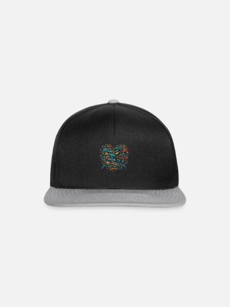Meerestiere Herzform Ozean Liebe - Snapback Cap - Schwarz/Grau