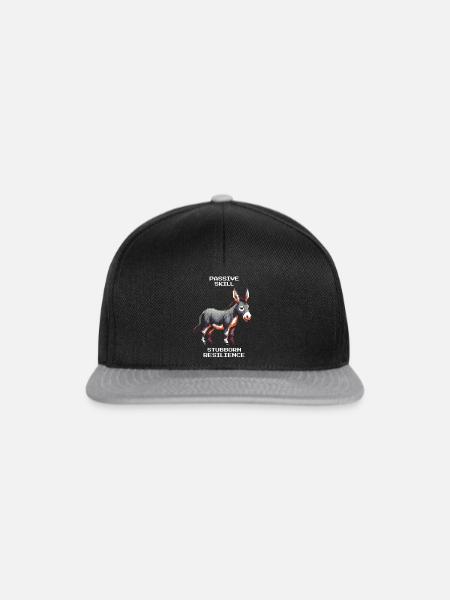 Esel: Sture Ausdauer | RPG Humor - Snapback Cap - Schwarz/Grau