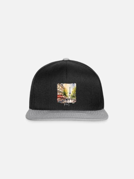 Pariser Aquarell, ich liebe Paris - Snapback Cap - Schwarz/Grau
