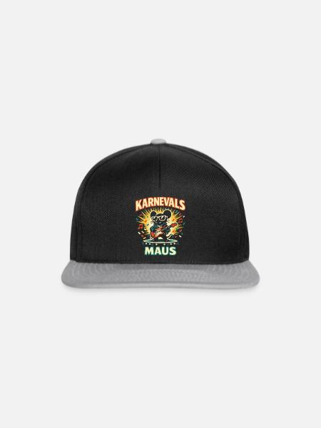 Karneval Mouse Rock Köln Geschenk Süß - Snapback Cap - Schwarz/Grau