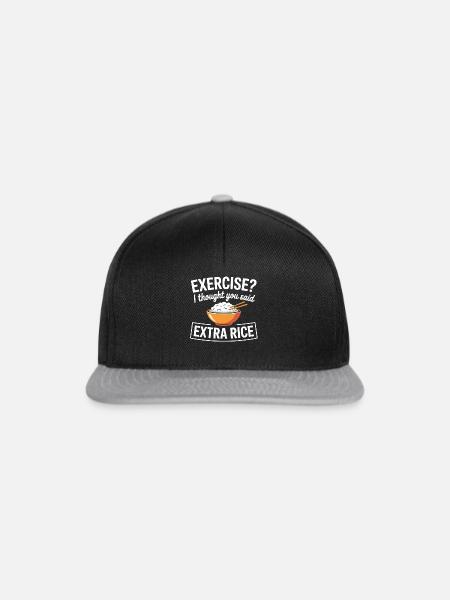 Humor-Schüssel: Extra-Reis Spruch - Snapback Cap - Schwarz/Grau