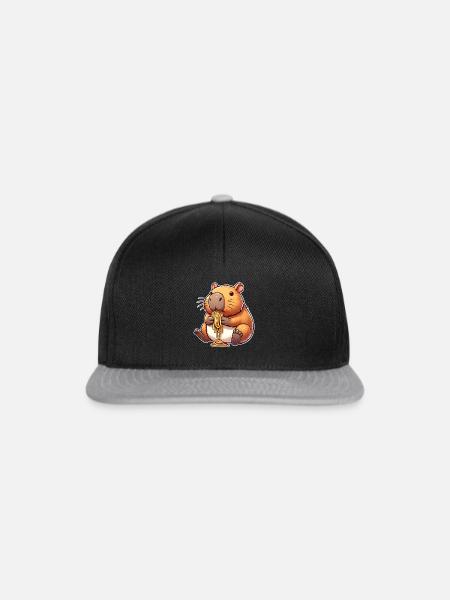 Capybara Pasta - Snapback Cap - Schwarz/Grau