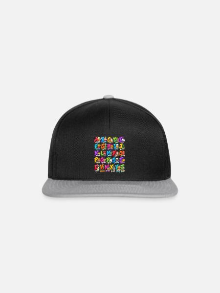 Graffiti Alphabet Farbexplosion - Snapback Cap - Schwarz/Grau