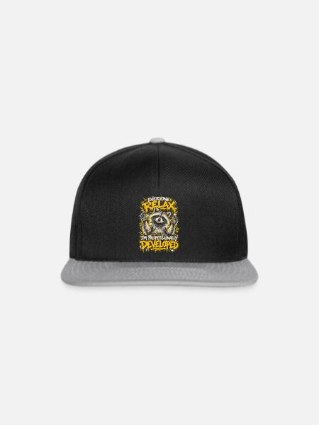 Raccoon Graffiti: Professionell entwickelt - Snapback Cap - Schwarz/Grau