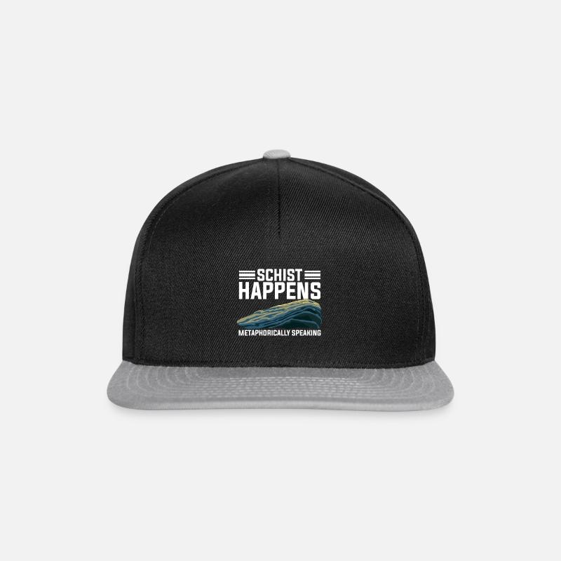 Geologist, Geologist Gift Idea schist happens, - Snapback Cap - black/grey