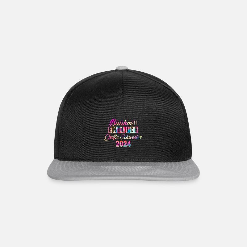 Bäähm Endlich Große Schwester 2024 - Snapback Cap - Schwarz/Grau