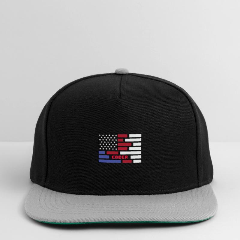 American Flag Coder Coding Computer Nerd Snapback Cap