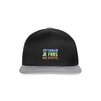 Attends Je Finis Ma Partie Cadeau Humour Geek Game - Casquette snapback - noir/gris - Devant