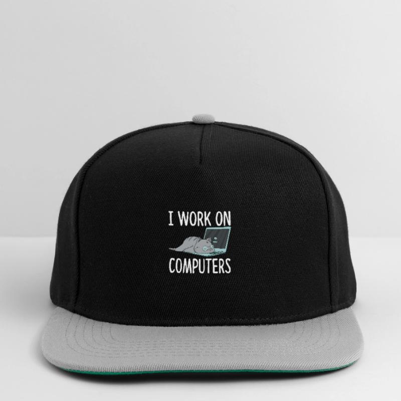 I Work On Computers Cat Computer Science Kitten Snapback Cap