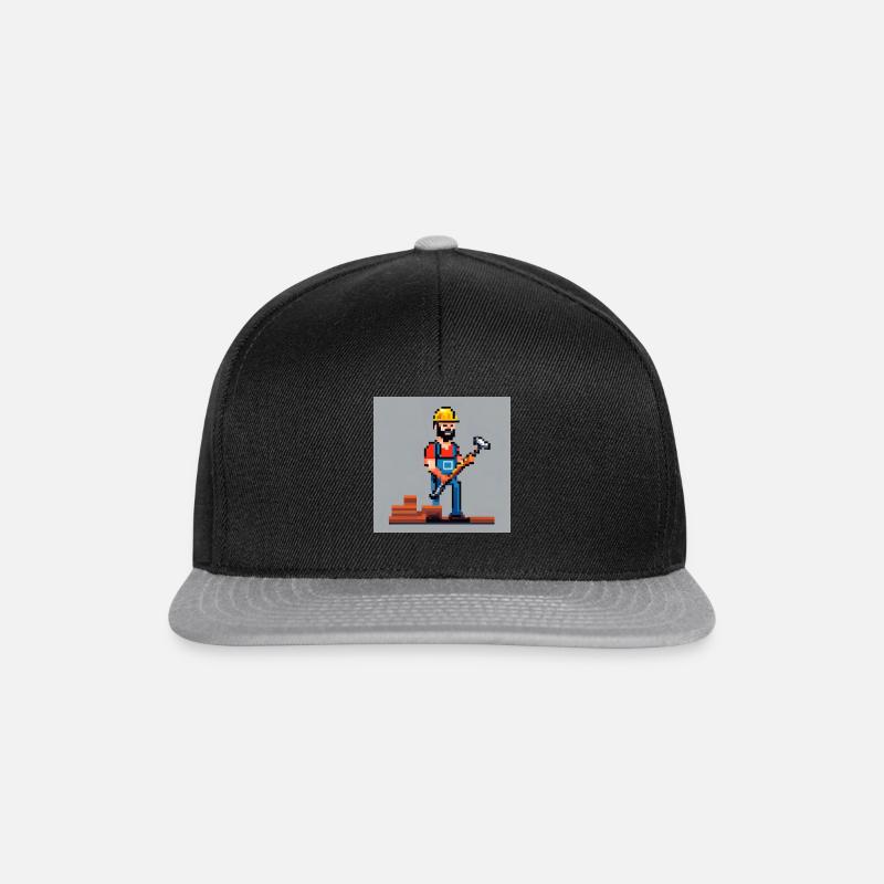 Construction worker with hammer pixel image - Snapback Cap - black/grey