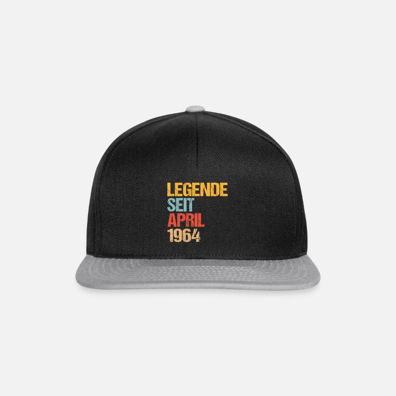Legende seit April 1964 - Geburtstag - Retro - Snapback Cap - Schwarz/Grau