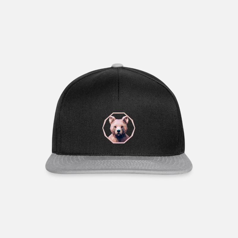 Bär - Polygon Art - Snapback Cap - Schwarz/Grau