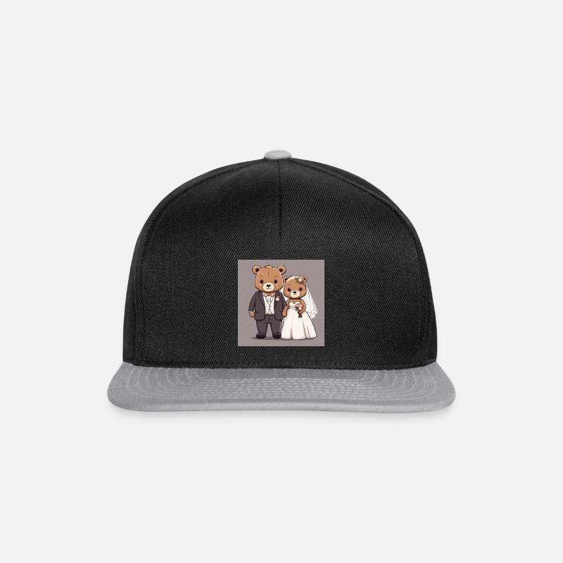 Bären- Ehepaar - Snapback Cap - Schwarz/Grau