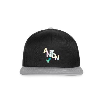 ANTON - Beautiful boy name with dinosaur - Snapback Cap - black/grey - Front