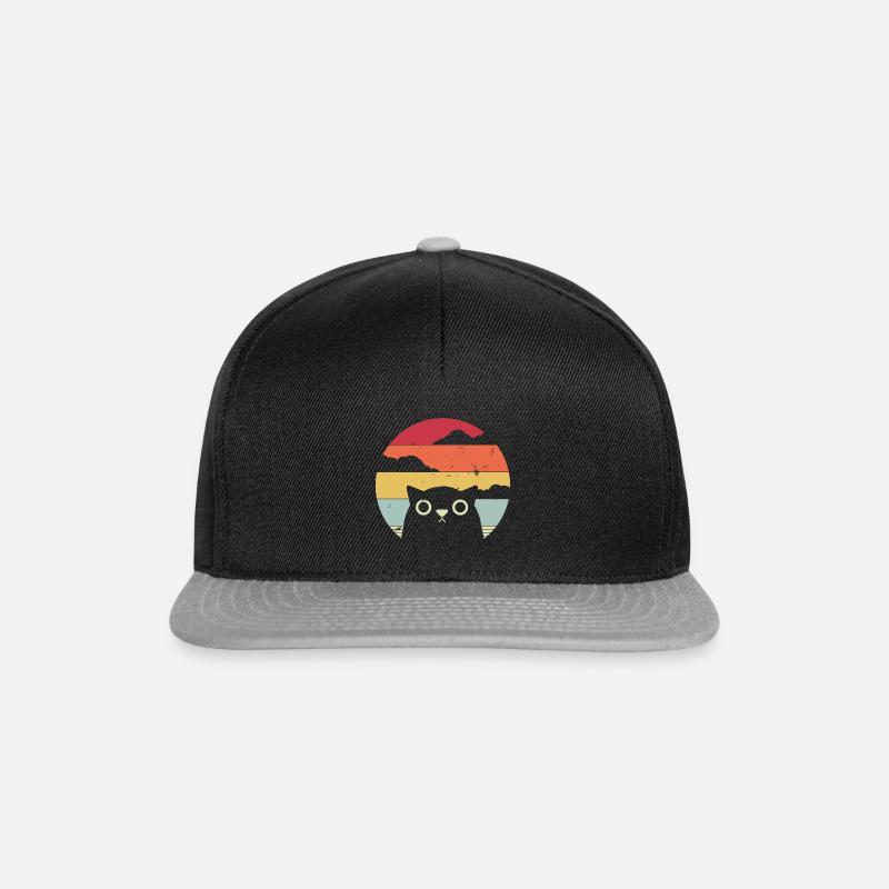 Katzenbesitzer Katze Halter Vintage Retro Geschenk - Snapback Cap - Schwarz/Grau