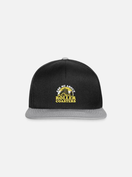 Achterbahn Rollercoaster Freizeitpark - Snapback Cap - Schwarz/Grau