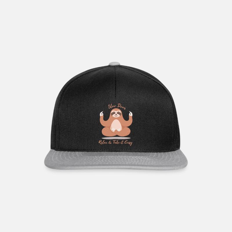 Faultier Slow Down, Relax & Take it Easy - Snapback Cap - Schwarz/Grau