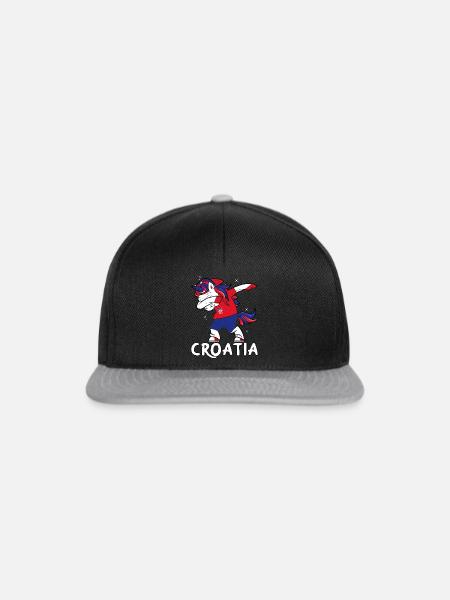 Unicorn Croatia Kroatien Einhorn Hravtska Geschenk - Snapback Cap - Schwarz/Grau