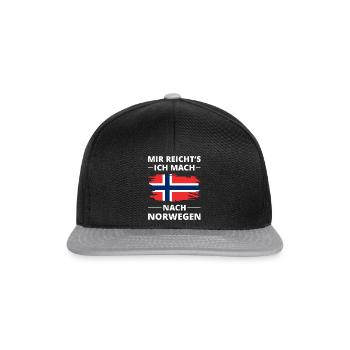 Norwegen Flagge Vintage Urlaub Skandinavien Reise - Snapback Cap - Schwarz/Grau - Vorne