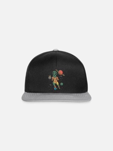 Alien Fußball Weltall Saturn Spaceshuttle - Snapback Cap - Schwarz/Grau