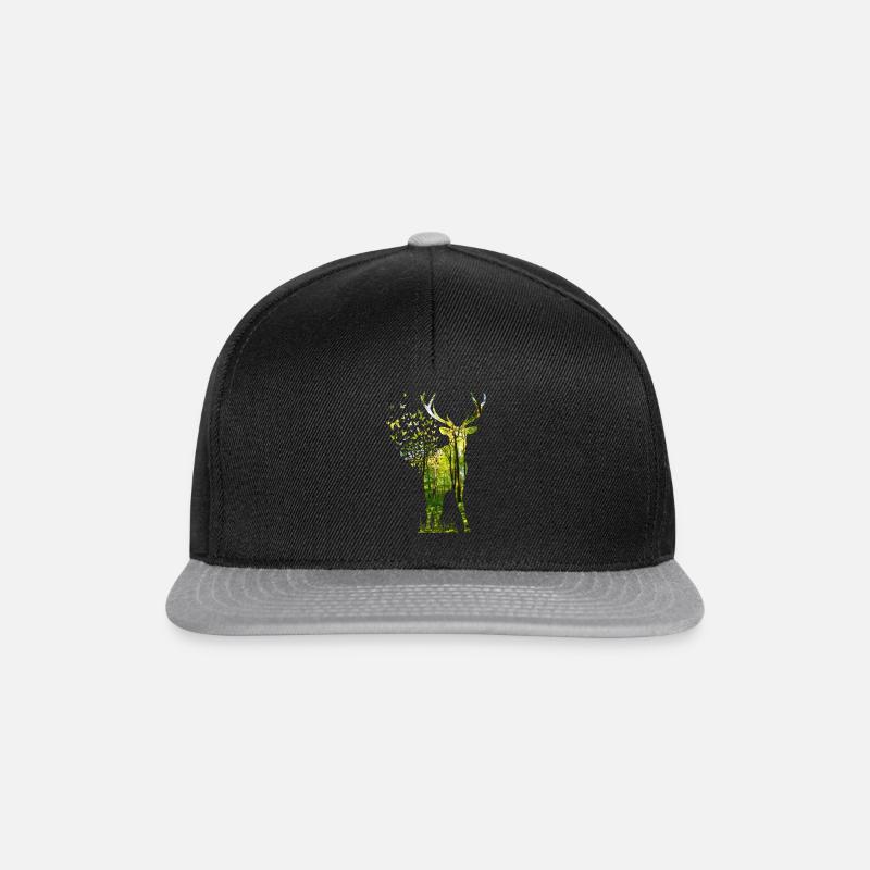 Hirsch Silhouette Wald Jäger - Snapback Cap - Schwarz/Grau