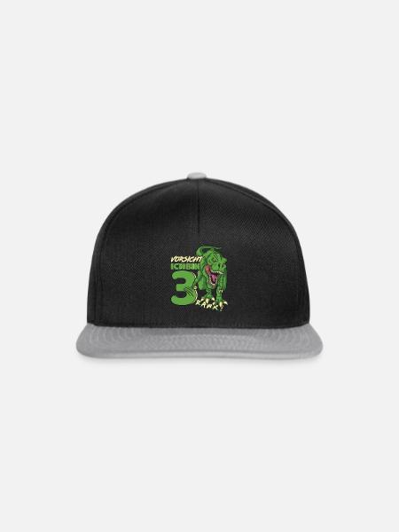 Dinosaurier Dino 3 Geburtstag Deko ich bin 3 Jahre - Snapback Cap - Schwarz/Grau