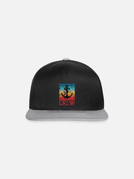 Crew Retro Segeln Anker Geschenk - Snapback Cap - Schwarz/Grau