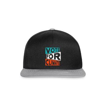 Climate change slogan: VOTE FOR CLIMATE - Snapback Cap - black/grey - Front