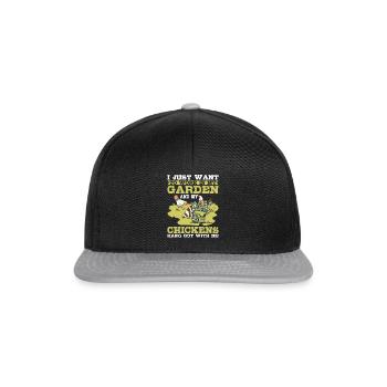 Travailler dans mon jardin Les poulets traînent avec moi Hühner - Casquette snapback - noir/gris - Devant