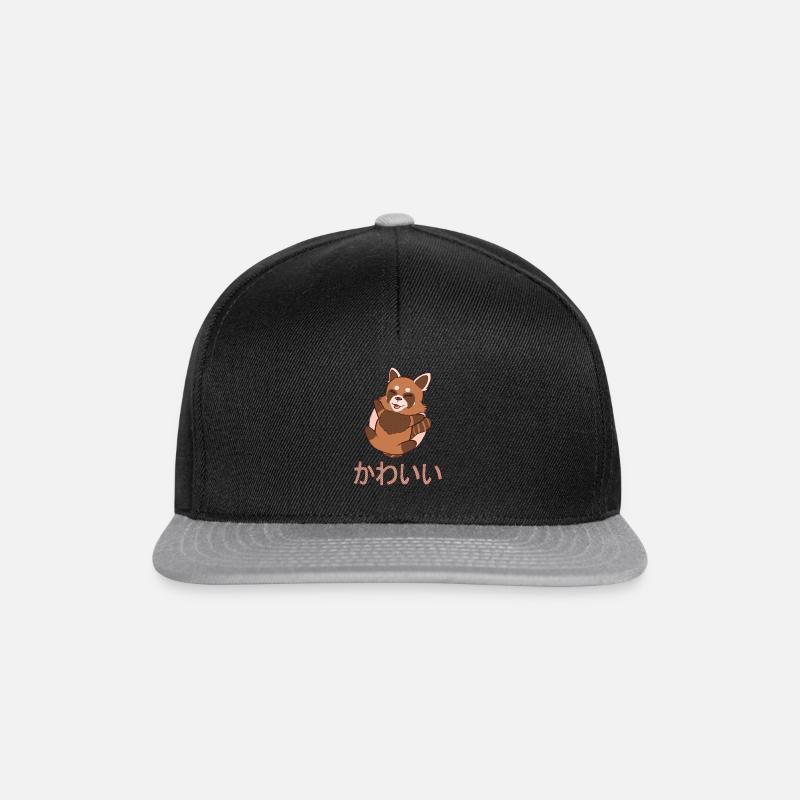 Roter Panda Kawaii Geschenk - Snapback Cap - Schwarz/Grau