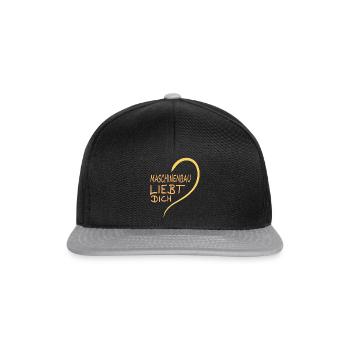 Liebe lieben Herz Maschinenbau - Snapback Cap - Schwarz/Grau - Vorne