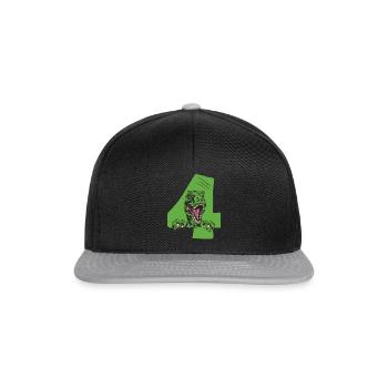Enfants 4ème anniversaire 4 ans Dino Dinosaur - Casquette snapback - noir/gris - Devant