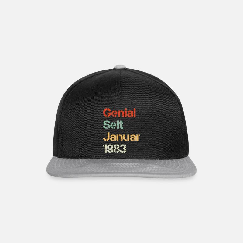 Genial seit Januar 1983 Jubiläum 40. Geburtstag - Snapback Cap - Schwarz/Grau
