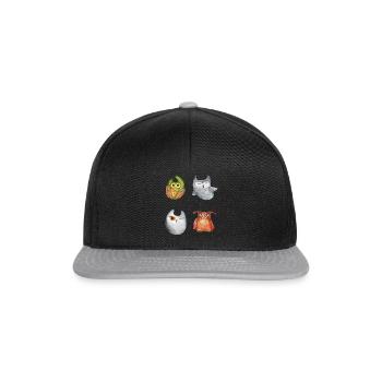 Eule Uhu Tier Waldtier Steinkauz Schleiereulen Fun - Snapback Cap - Schwarz/Grau - Vorne