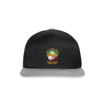 Golf und Bier darum hier Bier Spruch - Snapback Cap - Schwarz/Grau - Vorne